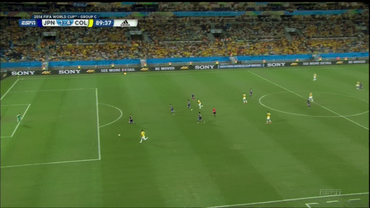 James Rodriguez Chips the Ball in Past Japan